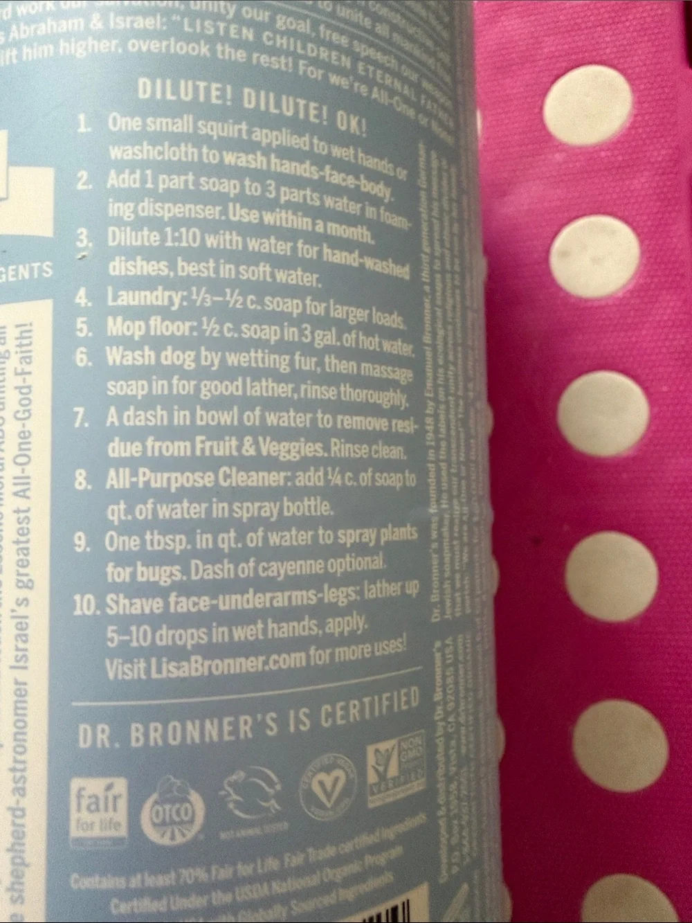 🌴Dr. Bronner's - Pure-Castile Liquid Soap (Baby Unscented) 32 Oz 2 bottles